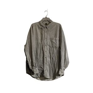 Naturalife Shirt Mens XL Beige Corduroy Gingham Check  Button Down Long Sleeve